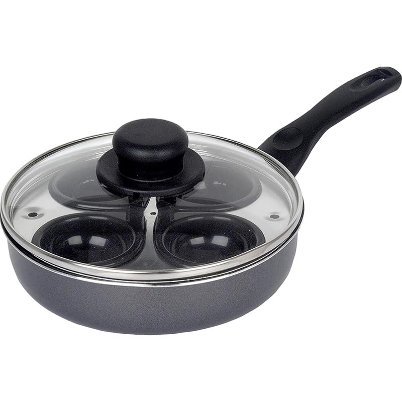 20cm / 8" Non-Stick Aluminium Traditional Egg Poacher, 4 Cup, with Glass Lid thumbnail 6