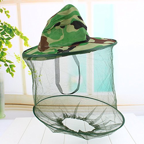 Green Camouflage Mosquito Insect Bug Mesh Head Net Face Protector Hat Outdoor Garden Supplies