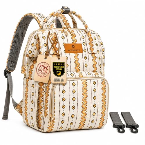 Image of Motherly Patented Diaper Bag Backpack for Moms | Waterproof Baby Travel & Maternity Bag |Spacious Nappy Bag with Multiple Compartments, Insulated Bottle Pockets & Warranty (VivaLuxe Series)