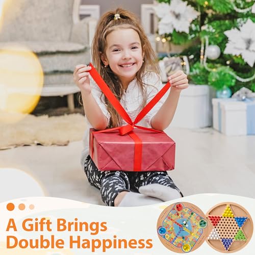 Brettspiel Ludo Strategiespiele Halma und Chinesisches 2-in-1 Holz Würfelspiel Familienspiel für Kinder ab 6 Jahren, Gesellschaftsspiele für Die Ganze Familie – Bild 8