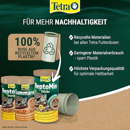 Tetra ReptoMin Sticks Schildkröten-Futter - ausgewogenes Hauptfutter für ausgewachsene Wasserschildkröten, 1 L Dose