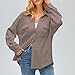 Ladies Pocket Shirt Solid Color Casual Loose Long Sleeve Knit Top Woman's Summer Tops (Khaki, XXL)