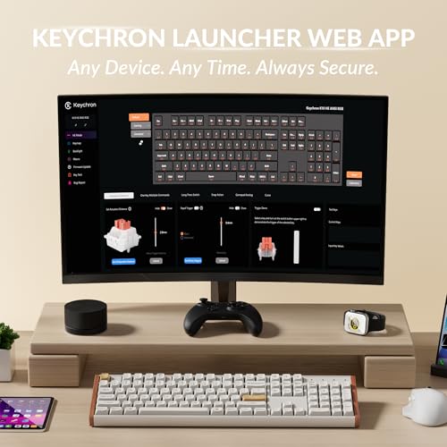 Image of Keychron K10 HE Hall Effect Keyboard, Ultra-Fast Lime Silent Red Magnetic Switch, Full-Size Tri-Mode Wireless Keyboard with Rapid Trigger, Adjustable Actuation, RGB, Aluminum + Wood Frame - White