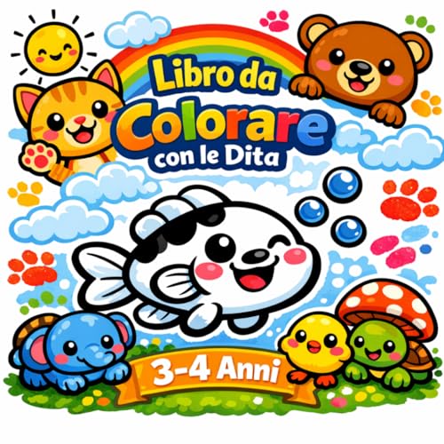 Libro da colorare con le dita: Animali per bambini di 3 - 4 anni
