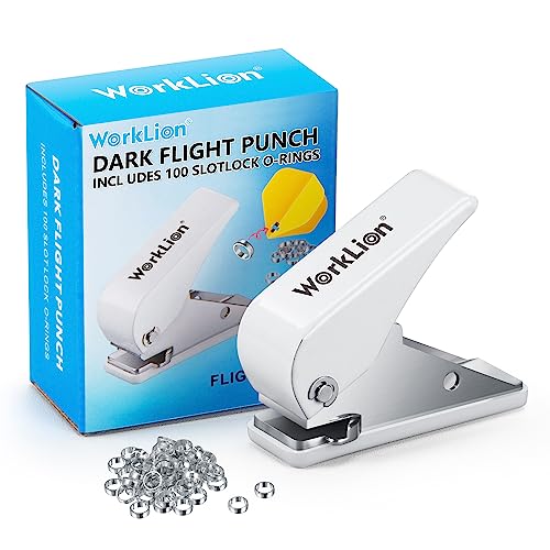 WORKLION Dart Flight Locher-Set 1 tragbarer Dart Flight Locher mit 100 Dart O-Ringen leichte Dart-Zubehör-Flights für Dart-Schäfte