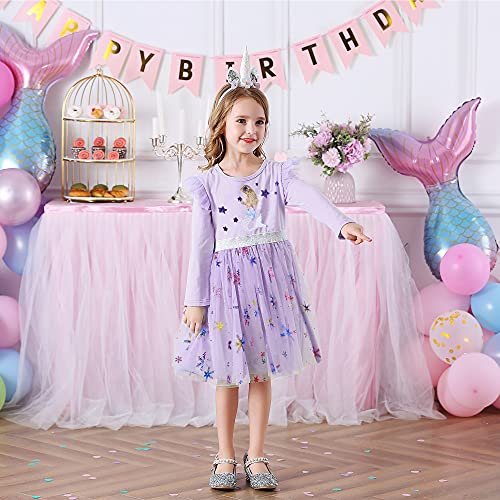DXTON Kids Girls Dresses Long Sleeve Toddler Winter Party Tutu Dresses for 2-8T3