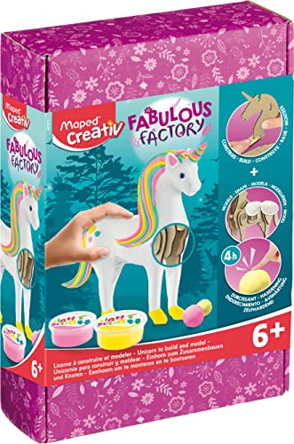 Maped - Set De Manualidades Para Niños - Fabulous Factory Unicornio - A Partir De 6 Años - Ideal Para Construir Y Moldear - Incluye 1 Esqueleto De Madera, 6 Botes De Pasta Ligera, 3 Ojos Y 1 Caja
