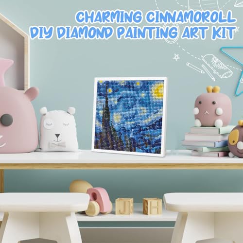 Image of PATPAT DIY Diamond Painting Art Kit for Kids 7 inches Aesthetic Starry | Night Diamond Painting Art with Frame DIY Diamond Painting Art Desk Decoration Craft Gift for Kids