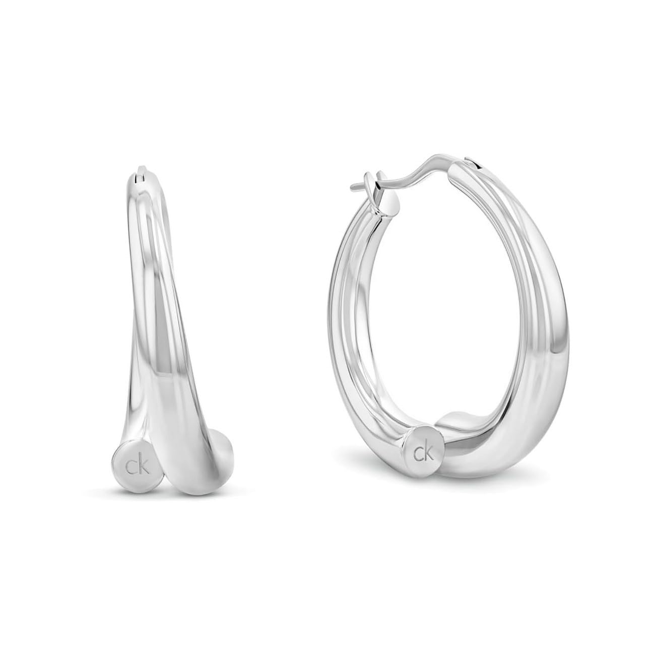 Pendientes de aro de acero inoxidable de la colección CK SPIRAL de Calvin Klein para mujer, 35000768