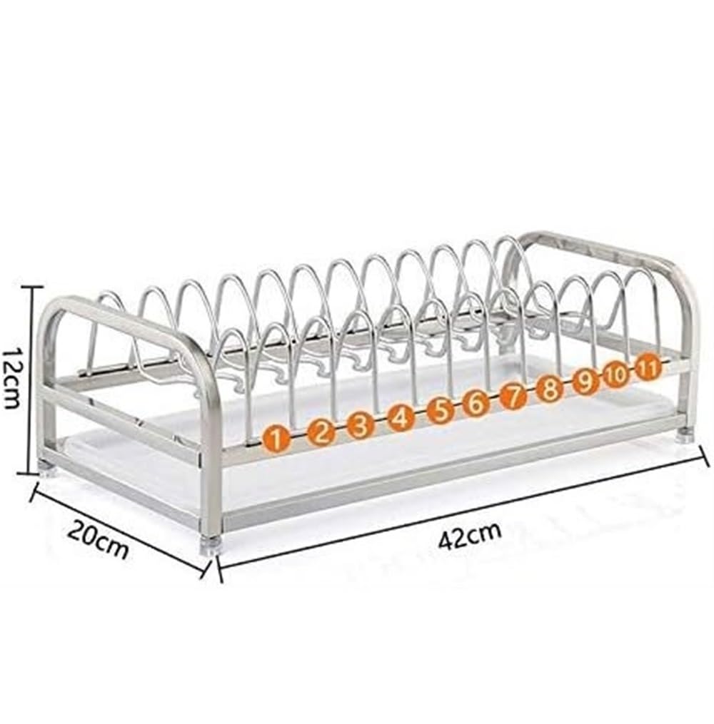 Escurridor de Platos Estante para Platos Cocina Almacenamiento de una Sola Capa Organizador para el hogar Tazón Rejilla para escurrir Platos Estante Soporte para Platos de Acero Inoxidable R