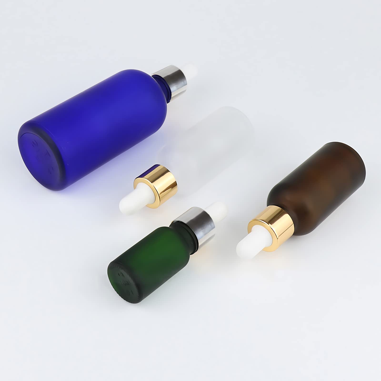 12 Pieza, 100ml Mate Azul Botellas de Cristal con Pipeta, Frasco Cuentagotas Cristal con Tapón de Rosca Plata, para Aromaterapia Aceites Esenciales