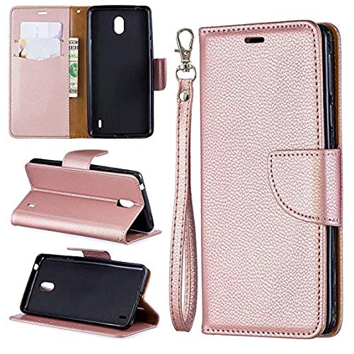 JOMA E-Shop For Nokia 1 Plus 2019 Case Flip Cover TPU&PU Leather Case With Kickstand, Multi-function Magnetic Suction Strong Closure Wallet Phone Case for Nokia 1 Plus 2019(Gold)