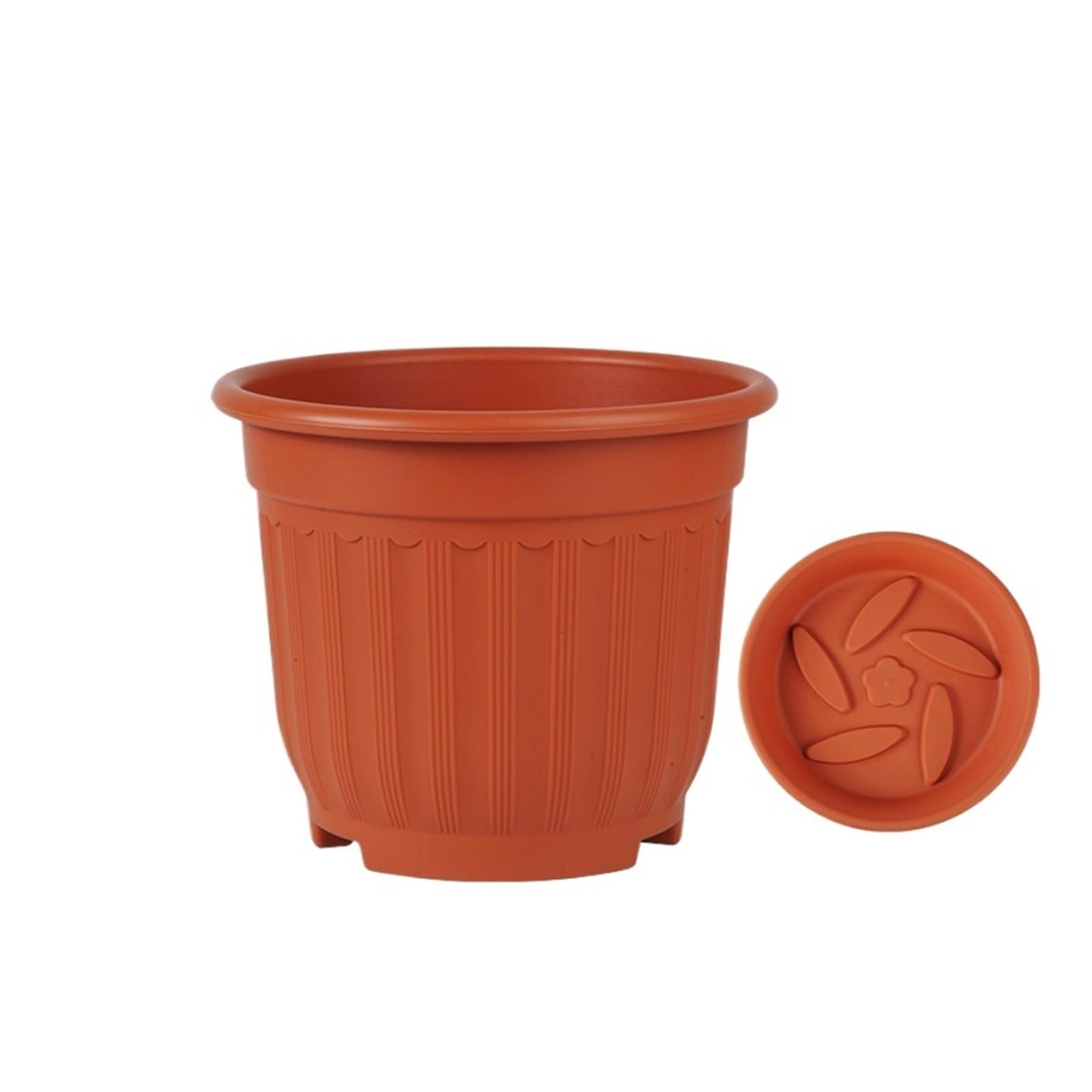 JUAKSQZYI Plastic Floor Flower Pots with Drainage Holes and Tray Decorative Plant Pots, for Home Garden Decoration(Rojo)