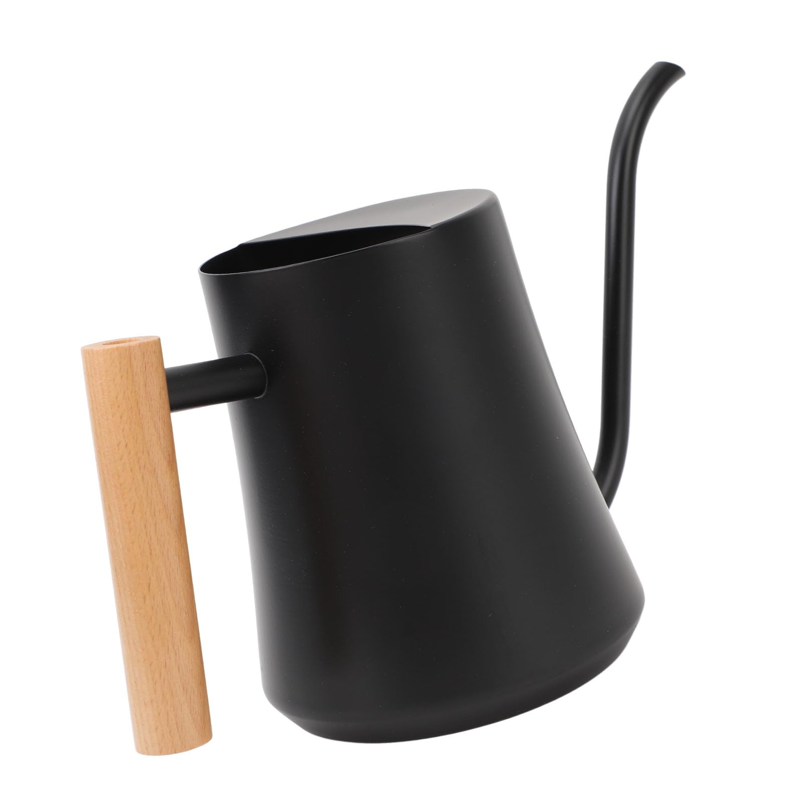 Wakects Regadera de Interior Regadera de Acero Inoxidable 1L Caño Largo de Madera Negro Mate para Plantas de Interior Plantas de Suculentas Bonsai Oficina en Casa (Negro Mate)