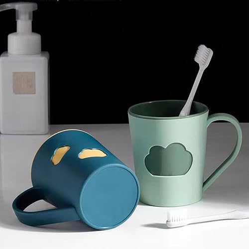 Miniatura 7 de Taza de enjuague bucal de baño para niños, 12.2 fl oz, PP Material Anti-gota Taza de cepillo de dientes (azul y naranja)