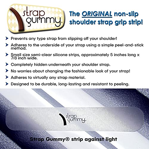 Stop Strap Slips - the ORIGINAL Shoulder Strap Grip Non Slip Strips - Set of 6 pieces, Semi-Clear3