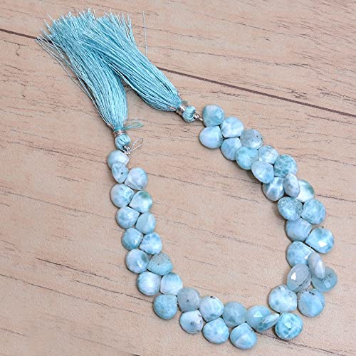 Larimar perles facettes coeur 9mm-11mm pour composer un collier cadeau de Saint-Valentin
