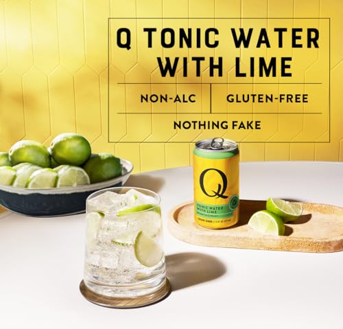 Image of Q MIXERS TONIC WATER with LIME - Real Quinine & Lime Extract - Ideal for Cocktails & Mocktails - Made with Real Ingredients, Perfectly Carbonated & Lightly Sweet - 7.5 Fl oz (Pack of 24)