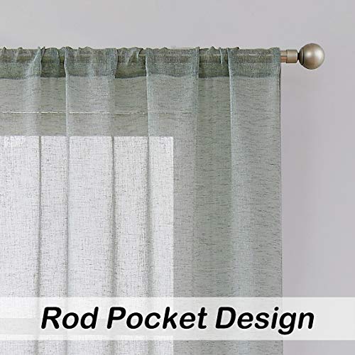 Central Park Fenstervorhang, Salbeigrün mit weißen Streifen, 160 cm lang, mit Stangentasche, 2 Paneele, rustikale Wohnpaneele
