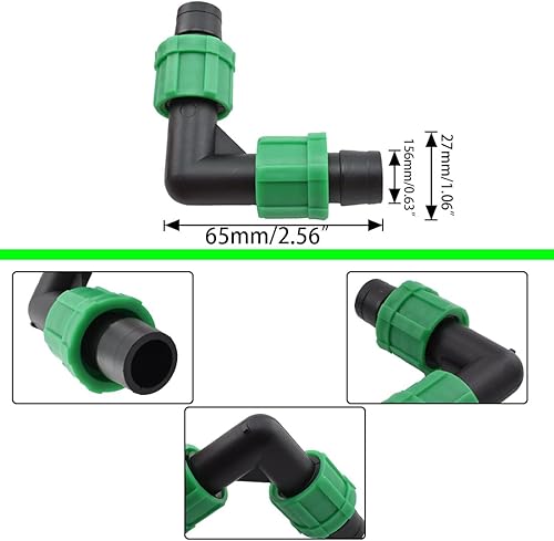 Miniatura 4 de Riego por goteo Accesorios de codo de 90 grados Conectores universales de acoplamiento en forma de L con bloqueo de púas para sistema de rociadores