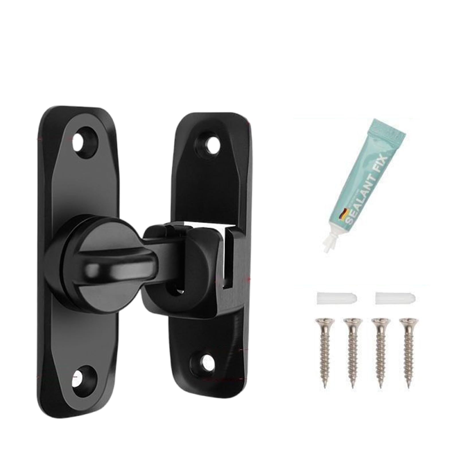 Tertioi Black Zinc Alloy Inverted Door Lock 90/180 Degree Sliding Anti-Theft Barn Hardware Privacy Bolt
