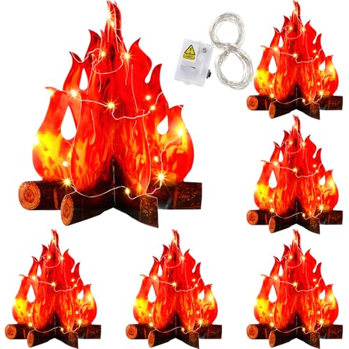 Feu de camp artificiel 3D Tioncy lot de 6 alternative sûre feu de bois