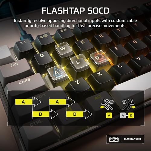 CORSAIR CLIPPER PRO MINI 60 Hall Effect FPS Gaming Keyboard – Rapid Trigger, SOCD, 8000Hz, Adjustable Actuation, IP57 Water & Dust, PBT Double Shot, Wired, RGB, US QWERTY, for Windows PC & Mac – Black by Corsair - Used condition - Image 9