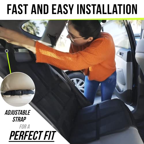 Sunferno Baby Car Seat Protector for Child Car Seat - Water Resistant Mesh Pockets Carseat Seat Protector for Under Car Seat - Car Seat Protector for Leather Seats - Seat Cover Pad for Dogs