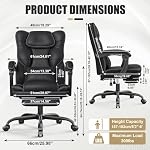 Executive Office Chair with Footrest, Ergonomic Computer Chair Infinite Lock Reclining Backrest 90°-155°, 300lbs Leather Desk Chair with Lumbar Support, Swivel Chairs for Home Office Desk (Black)