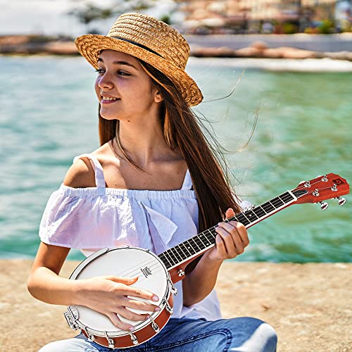 Image of Vangoa 5 String Banjo 26 Inch, MINI Travel Banjo Beginner Kit with Remo Head, Open Back & Closed Solid Back with beginner Kit, Comfortable Carrying Bag