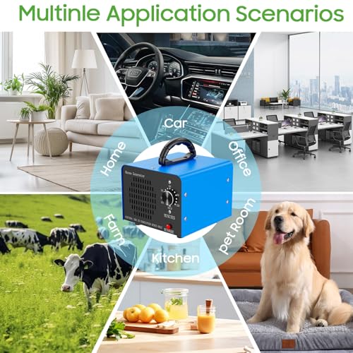 Image of Ozone Generator Machine200,000mg /h, High Capacity Ozone Odor Eliminator Removal Air Purifier for Home Car Pet & Basement Odor, Suitable for Spaces up to 7,000 Square Feet, Blue