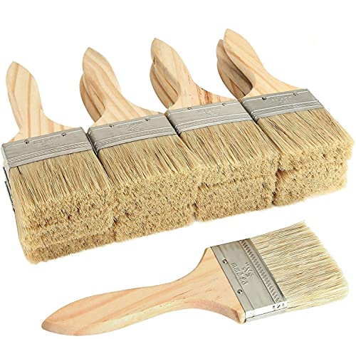 STARVAST Lot de 30 Pinceaux Peinture Professionnels, Pinceaux Plats avec Manche en Bois, Pinceau Peinture Murale Parfait pour Meubles, Muraux - 63.5MM