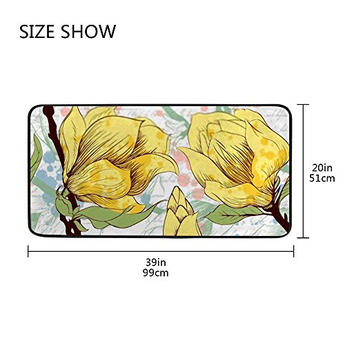 Tapis de cuisine 99x51 cm antidérapant confortable à fleurs - 5