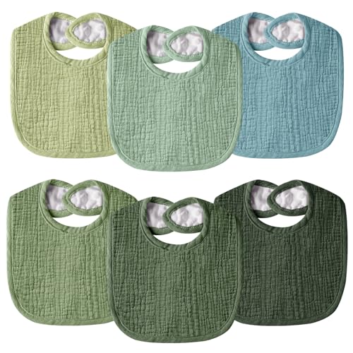 Wrrernsin Muslin Baby Bibs for Unisex Boys Girls, Cotton Drool Bib, Adjustable Newborn Bibs for Drooling and Teething