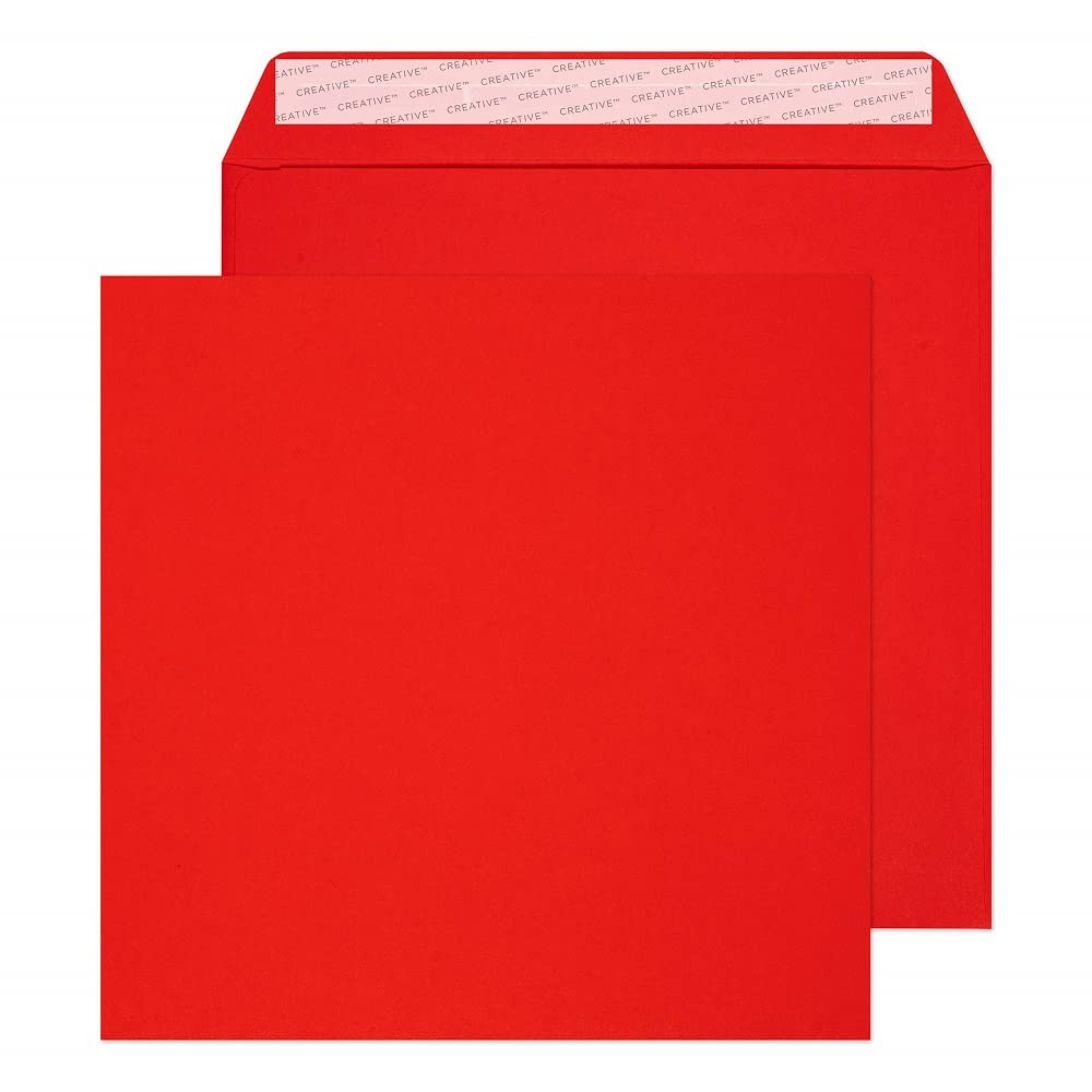 Blake Creative Colour - Coloured Red Envelopes 220 x 220 mm - Pack of 250 - FSC Certified - 120GSM - Peel and Seal Red Envelope - Invitation Envelopes/Card Making Supplies (506)