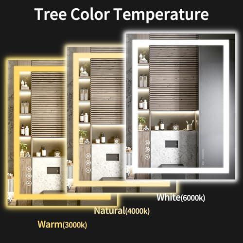 24"x32" LED Bathroom Mirror with Lights, Dimmable, Anti-Fog, Lighted Bathroom Vanity Mirror for Wall, Backlit + Front Lit, Memory Function, Shatter-Proof, Tempered Glass - Image 6