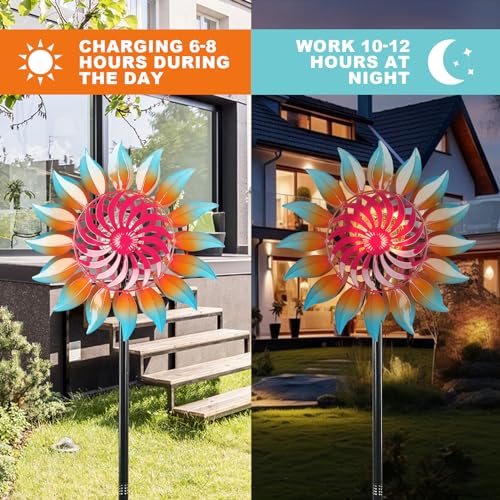 Mlknk DS-FC-1 Solar Wind Spinner-Wind Spinners For Yard And Garden Metal Yard Art Kinetic Wind Spinner 75 In thumb #4