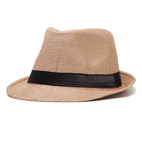 Image of LADYBRO 7 1 /4 Straw Fedora Hats for Men Summer Short Brim Trilby for Travel (Pack of 3, M /L)