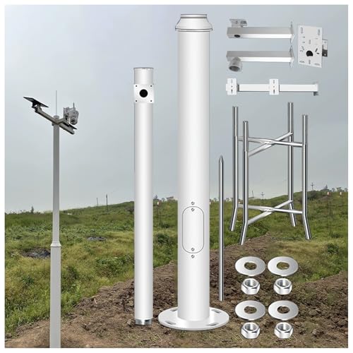 Support poteau caméra de sécurité extérieure avec base acier armature blanc