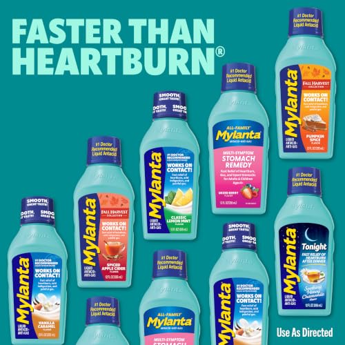 Image of Mylanta Heartburn & Gas Relief Liquid Antacid, Spiced Apple Cider, 12oz | Liquid antacid neutralizes acid for fast heartburn & gas relief . Limited Edition Spiced Apple Cider flavor . 12 fl oz