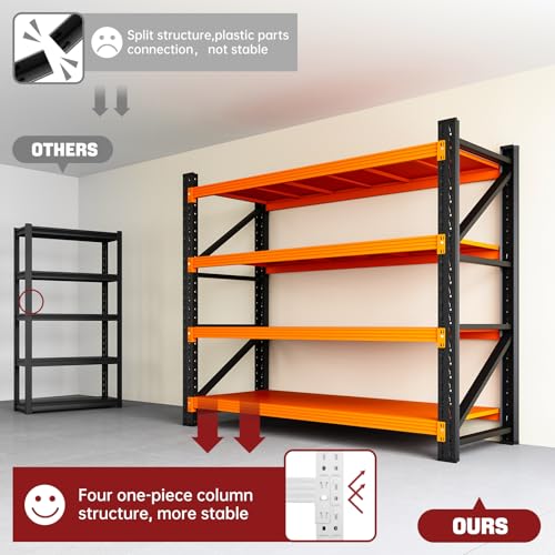 Image of RAVIGIN 3000LBS Storage Shelves, 48 inch W Garage Shelving Heavy Duty Metal Adjustable Garage Shelves, Shelving Units Industrial Shelving for Warehouse, 48 inch W x 23.7 inch D x 70 inch H,Orange
