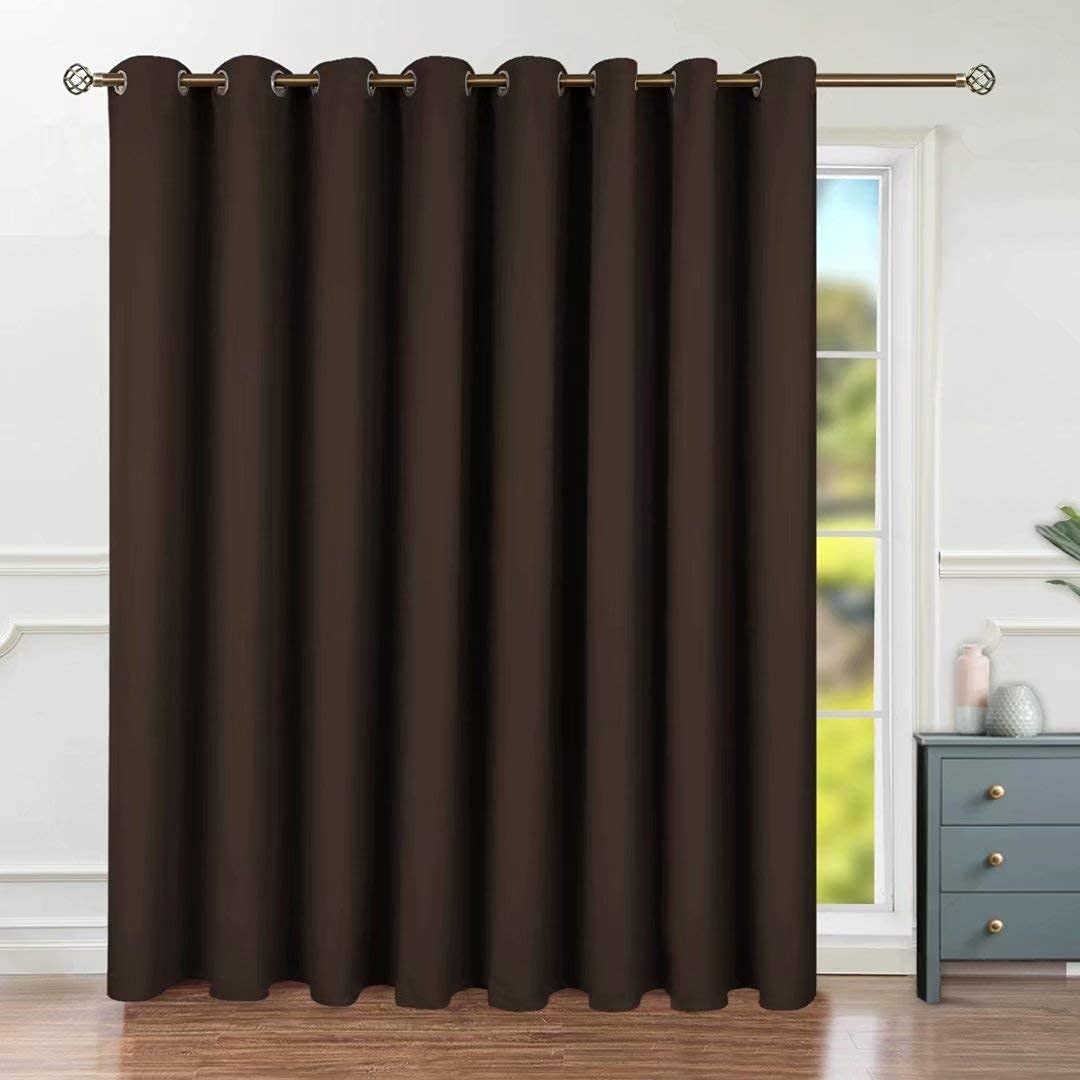 BGment Fashion Sliding Door Curtain 180 X 96 Inches, Wide Thermal Blackout Curtains Room Darkening Room Divider Window Drape, 1 Panel, Brown, 96