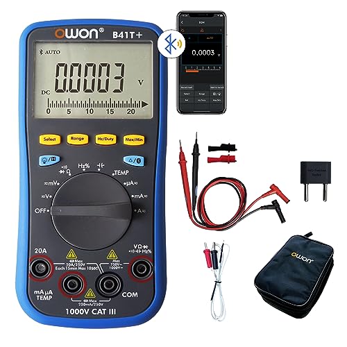 OWON B41T+ Bluetooth Digital Multimeter,22000 Counts Auto Ranging Digital 3 in 1 Multimeters with Bluetooth True RMS Backlight Test Meter for Electrical Testing Industrial Temperature Measurement etc