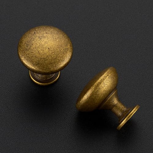 Image of Ravinte 5 Pack Antique Brass Round Zinc Cabinet Knobs for Kitchen Bathroom Closet Dresser Cabinets
