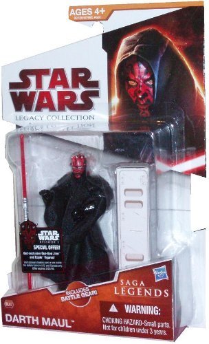 Star Wars Legacy Collection Series Saga Legends 10cm Tall Action Figure   SL07 Darth Maul with Hooded Black Cloak and Red Double Bladed Lightsaber