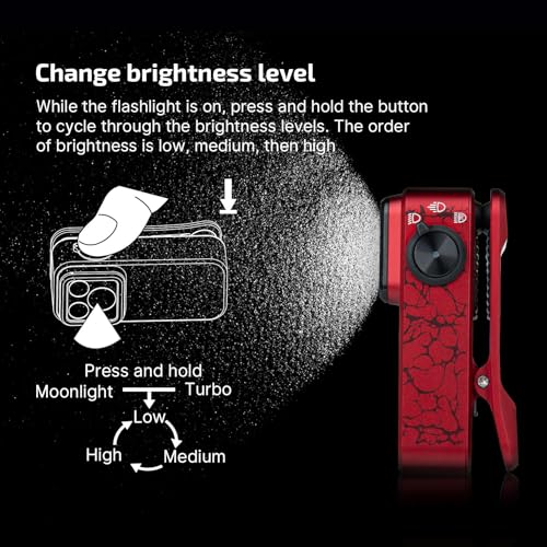 Image of OLIGHT Oclip Pro EDC Flashlight Clip-on Light, Rechargeable 500 Lumens with Three Lighting Solutions Type-C Charging, Magnetic Flash Lights for Signaling, Cycling, Outdoor or Indoor Use (Crackle Red)