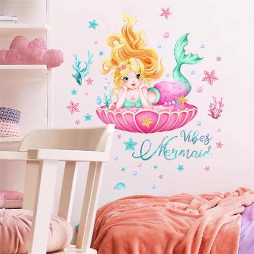 Vinilo decorativo sirena rosa para pared y muebles miniatura 4