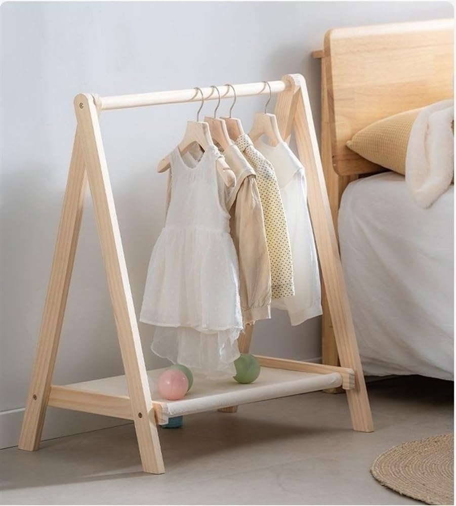 Portant à Vêtements Enfant En Bois Avec Étagère De Rangement - URBNLIVING Gris/Blanc/Rose/Noir