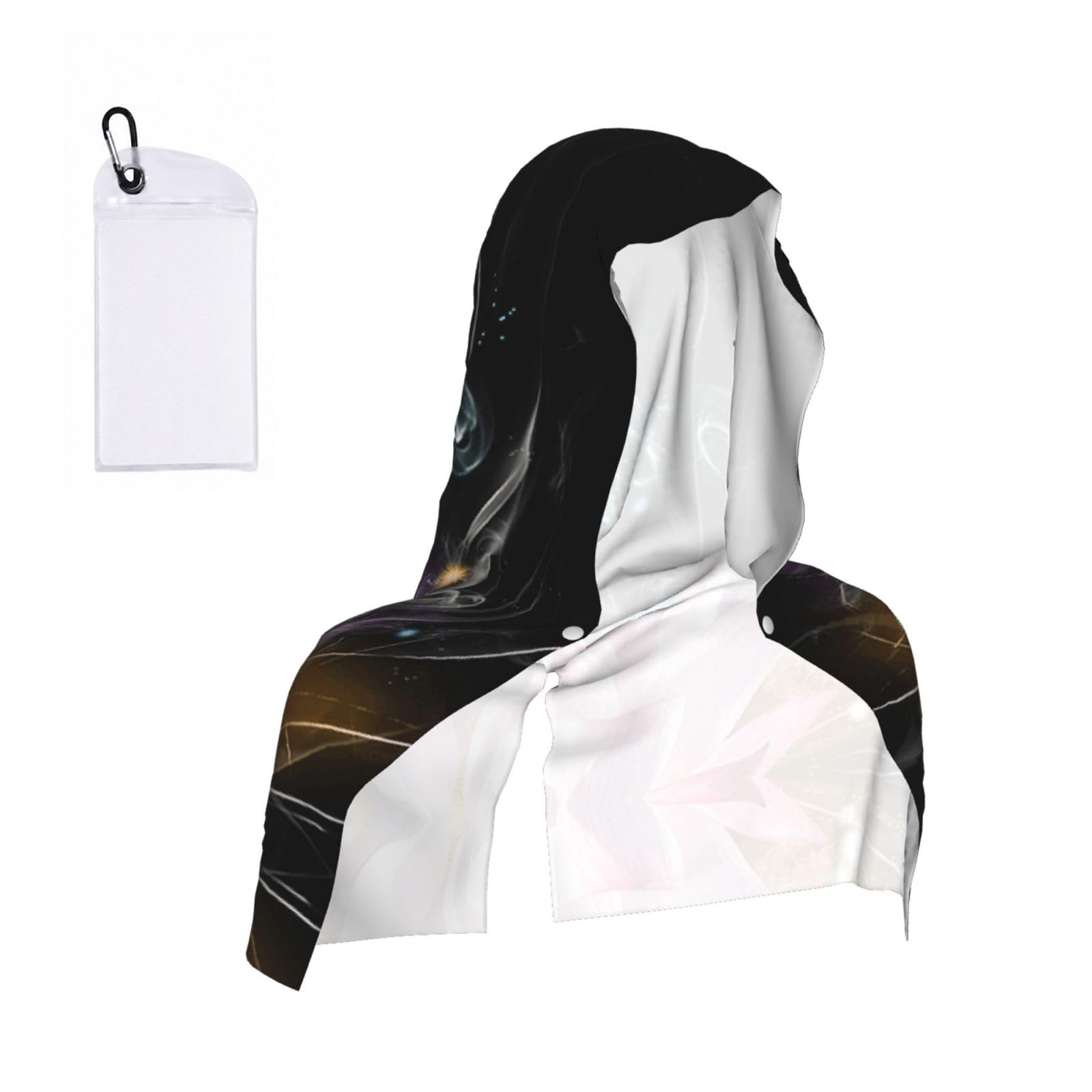 Esnaiuvcd Black Beautiful Magic Lotus Flower Print Multifunctional Cooling Hoodie Bandana Portable Sweat Absorbing Design For Beach Workouts Exercise Heat Relief Accessories