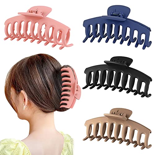 4 Stück Große Haarklammer Matte Haar Klauenclips Jumbo Haarklauen Klaue Clips für Damen Mädchen Dickes und Dünnes Haar Cover